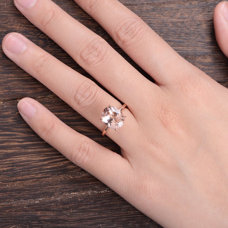 1 CT Oval Cut Morganite Diamond Rose Gold Over On 925 Sterling Silver Solitaire Women Anniversary Ring