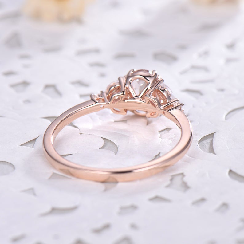 1 CT Oval Cut Pink Morganite Marquise CZ Diamond Rose Gold Over On 925 Sterling Silver