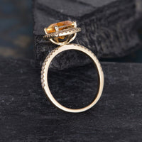 2.50 Ct Cushion Cut Yellow Citrine Yellow Gold Over On 925 Sterling Silver Halo Engagement Ring