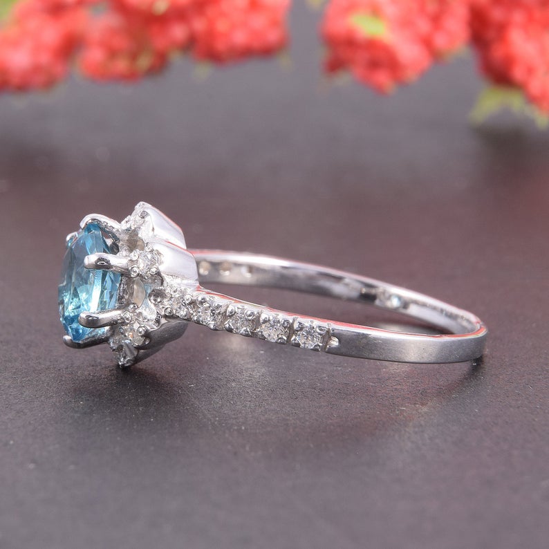 1.0 CT Round Cut London Blue Topaz Diamond 925 Sterling Silver Anniversary Ring For Her