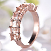 2 CT Emerald Cut Morganite Diamond Women Anniversary Half Eternity Band Ring