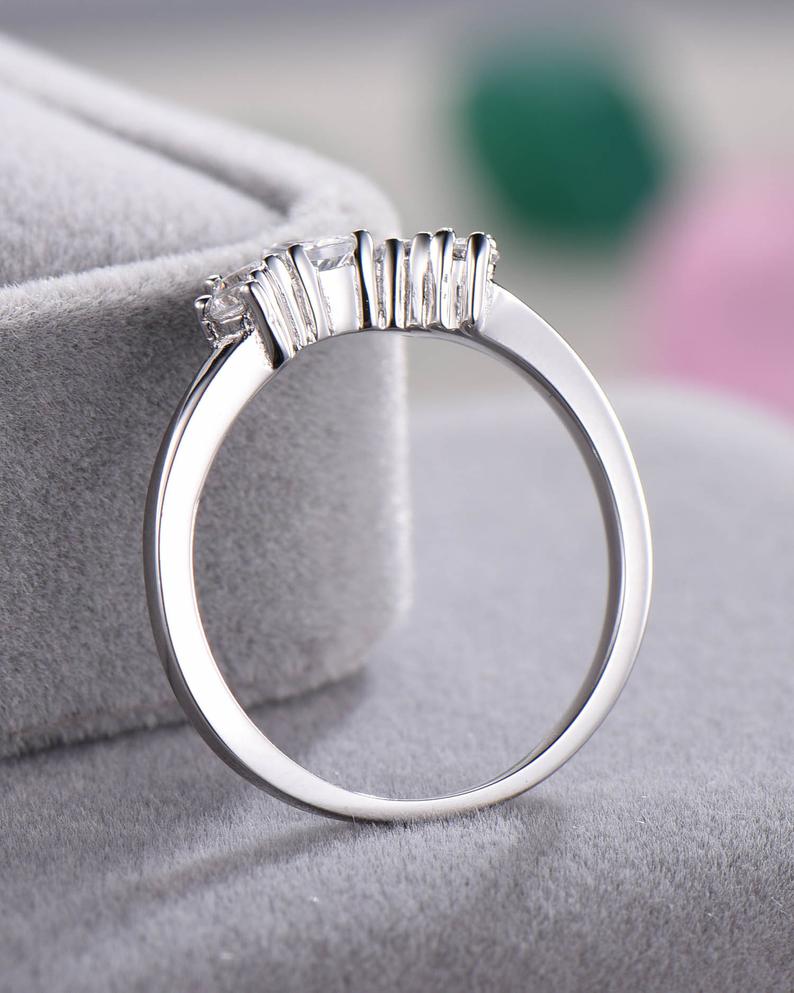 1.20 ct Pear & Round Cut Diamond Curve Engagement Band Ring In 925 Sterling Silver