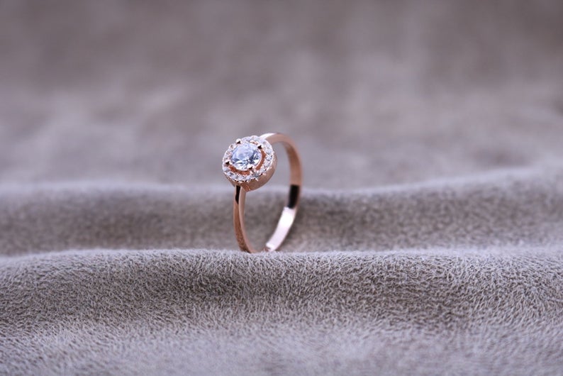 1 CT Round Cut Diamond 925 Sterling Silver Halo Engagement Ring