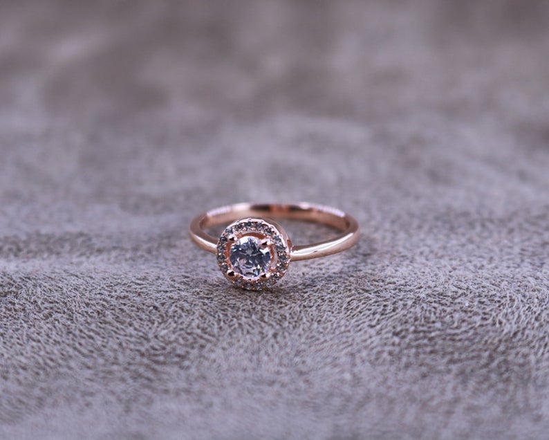 1 CT Round Cut Diamond 925 Sterling Silver Halo Engagement Ring