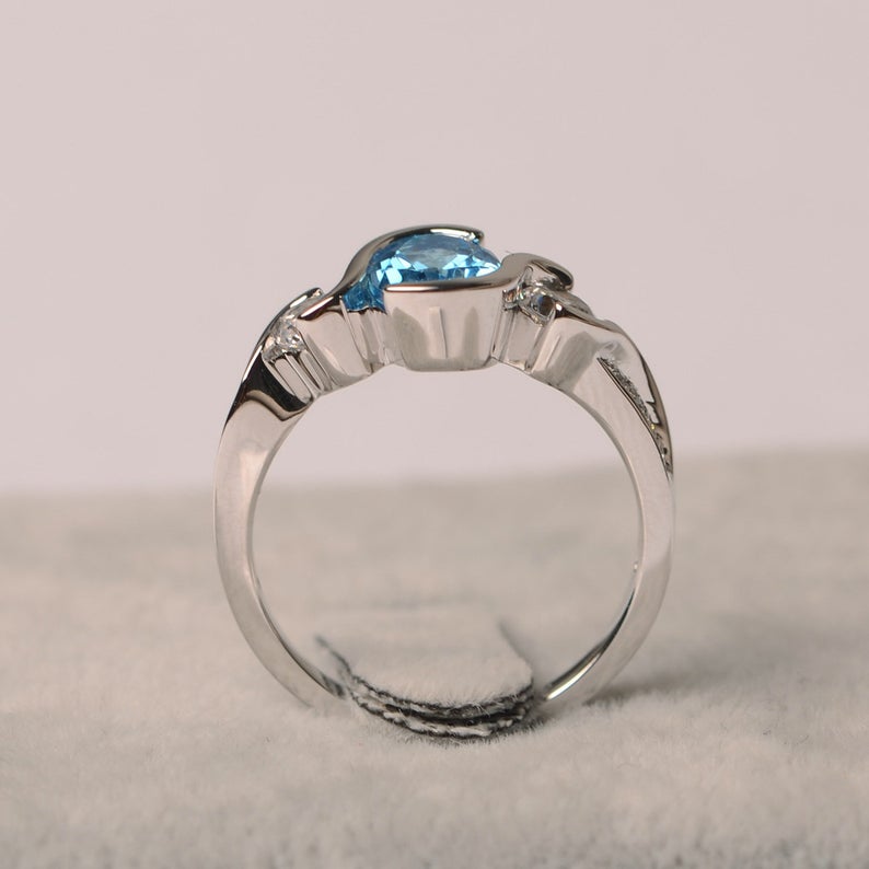 2.20 Ct Oval Cut Blue Topaz 925 Sterling Silver Solitaire W/Accents Engagement Ring