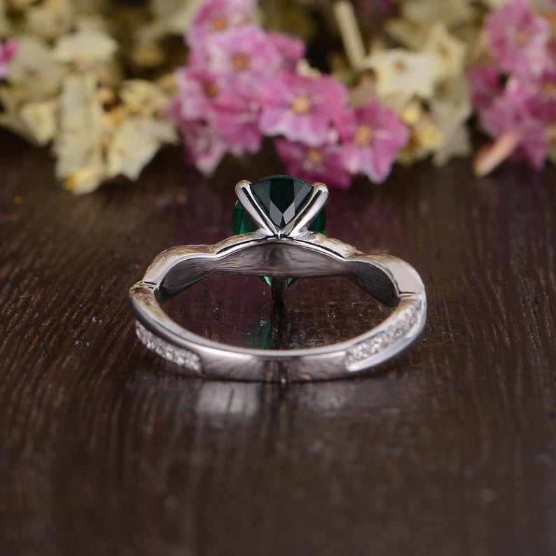 1.50 Ct Pear Cut Green Emerald Infinity Engagement Ring In  925 Sterling Silver