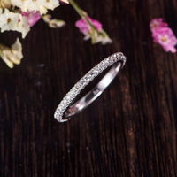 0.25 CT Round Cut Diamond 925 Sterling Silver Full Eternity Wedding Band Ring