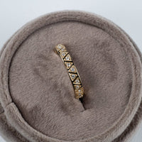 1.20 CT Round Cut Diamond Yellow Gold Ove On 925 Sterling Silver Triangle Full Eternity Ring