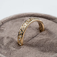1.20 CT Round Cut Diamond Yellow Gold Ove On 925 Sterling Silver Triangle Full Eternity Ring