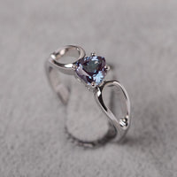 1 Ct Heart Cut Alexandrite 925 Sterling Silver Split Shank Solitaire Proposal Ring