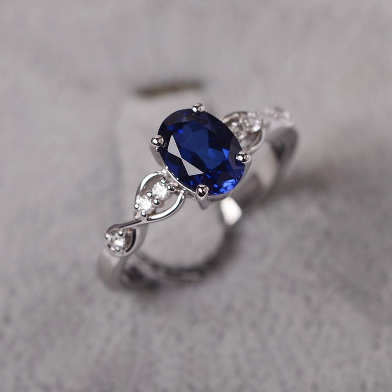 1.50 Ct Oval Cut Blue Sapphire 925 Sterling Silver Infinity Promise/Engagement Ring