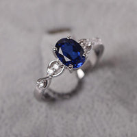 1.25 Ct Oval Cut Blue Sapphire Infinity Promise Gift Ring In 925 Sterling Silver