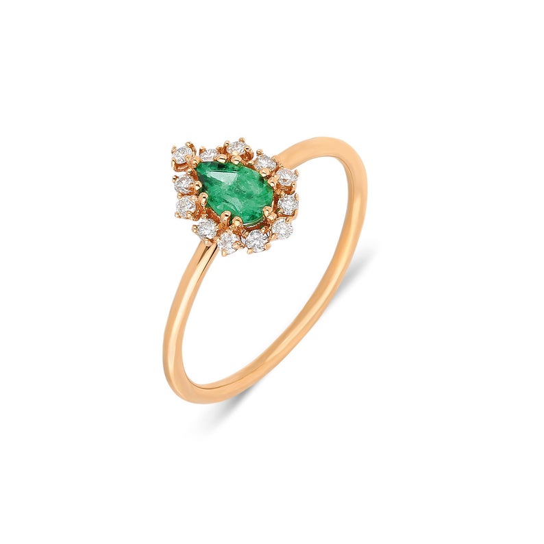 1 CT Pear Cut Emerald Diamond 925 Sterling Silver Halo Engagement Ring