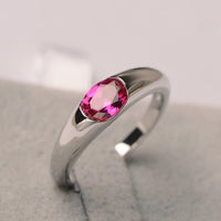 1 Ct Oval Cut Red Ruby 925 Sterling Silver Solitaire July Birthstone Ring
