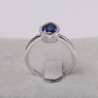 1.00 Ct Pear Cut Blue Sapphire Solitaire September Birthstone Ring In 925 Sterling Silver