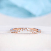 0.25 CT Round Cut Diamond Rose Gold Over On 925 Sterling Silver Half Eternity Curved wedding band Ring