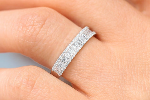 Diamond Baguette Cut half eternity ring – Charlotte Emily Jewellery