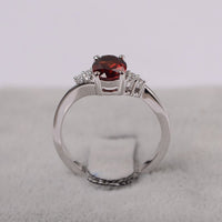 1.75 Ct Oval Cut Red Garnet 925 Sterling Silver Solitaire W/Accents Anniversary Gift Ring For Her