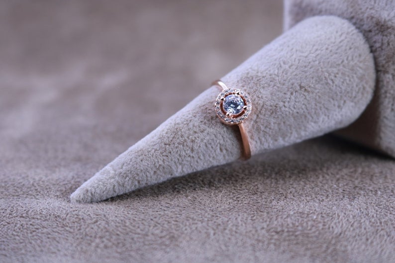 1 CT Round Cut Diamond 925 Sterling Silver Halo Engagement Ring
