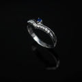 1 CT Round Cut Blue Sapphire Diamond 925 Sterling Silver Curved Ring