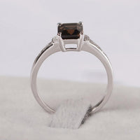 1.25 Ct Emerald Cut Smoky Quartz Solitaire W/Accents Anniversary Gift Ring In 925 Sterling Silver