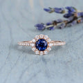 1.75 Ct Round Cut Blue Sapphire Rose Gold Over On 925 Sterling Silver Halo Engagement Ring