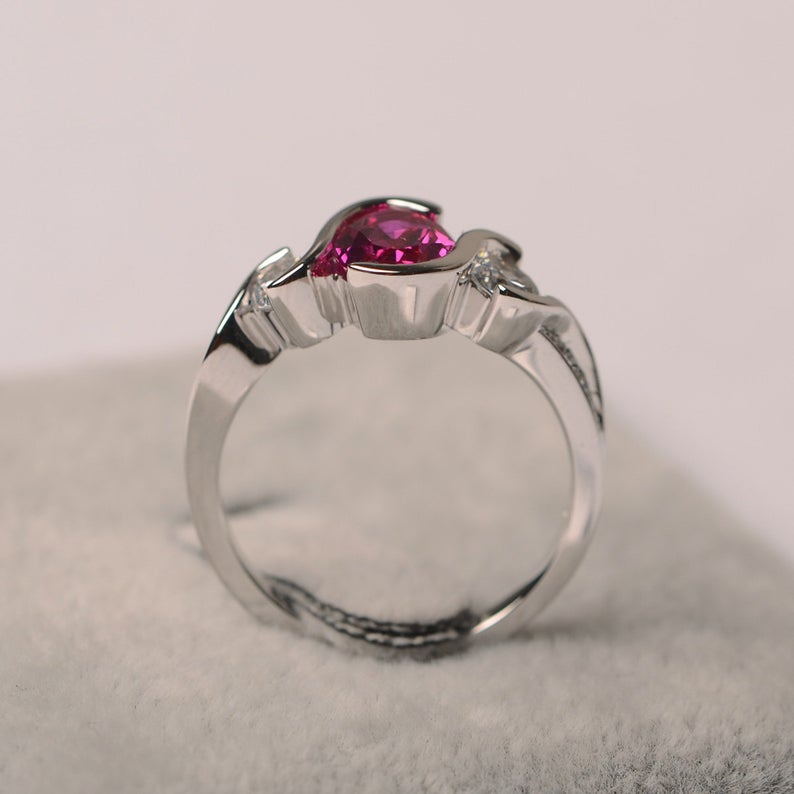 2.00 Ct Oval Cut Pink Ruby 925 Sterling Silver Solitaire W/Accents Engagement Ring