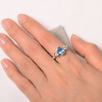 2.20 Ct Oval Cut Blue Topaz 925 Sterling Silver Solitaire W/Accents Engagement Ring