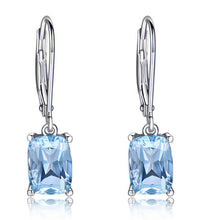 2.00 Ct Cushion Cut Aquamarine 925 Sterling Silver Lever Back Solitaire Earrings