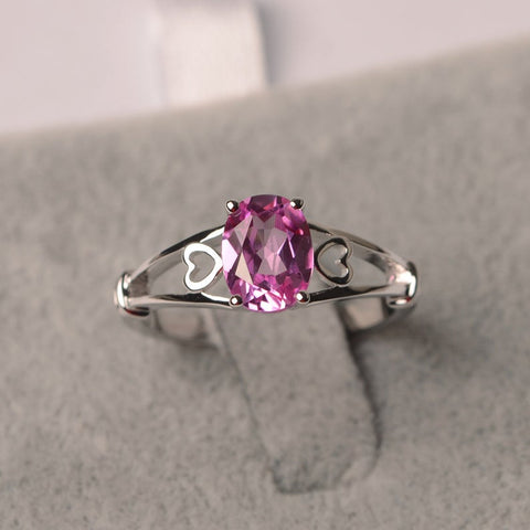 1 Ct Oval Cut Pink Sapphire 925 Sterling Silver Solitaire Proposal Ring For Her