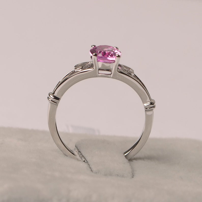 1 Ct Oval Cut Pink Sapphire 925 Sterling Silver Solitaire Proposal Ring For Her