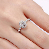 1 CT Oval Cut Diamond White Gold Over On 925 Sterling Silver Halo Engagement Ring