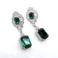 4.00 Ct Emerald Cut Green Emerald Gorgeous Bridal Wedding Earrings In 925 Sterling Silver