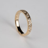 1.20 CT Round Cut Diamond Yellow Gold Ove On 925 Sterling Silver Triangle Full Eternity Ring