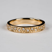 1.20 CT Round Cut Diamond Yellow Gold Ove On 925 Sterling Silver Triangle Full Eternity Ring