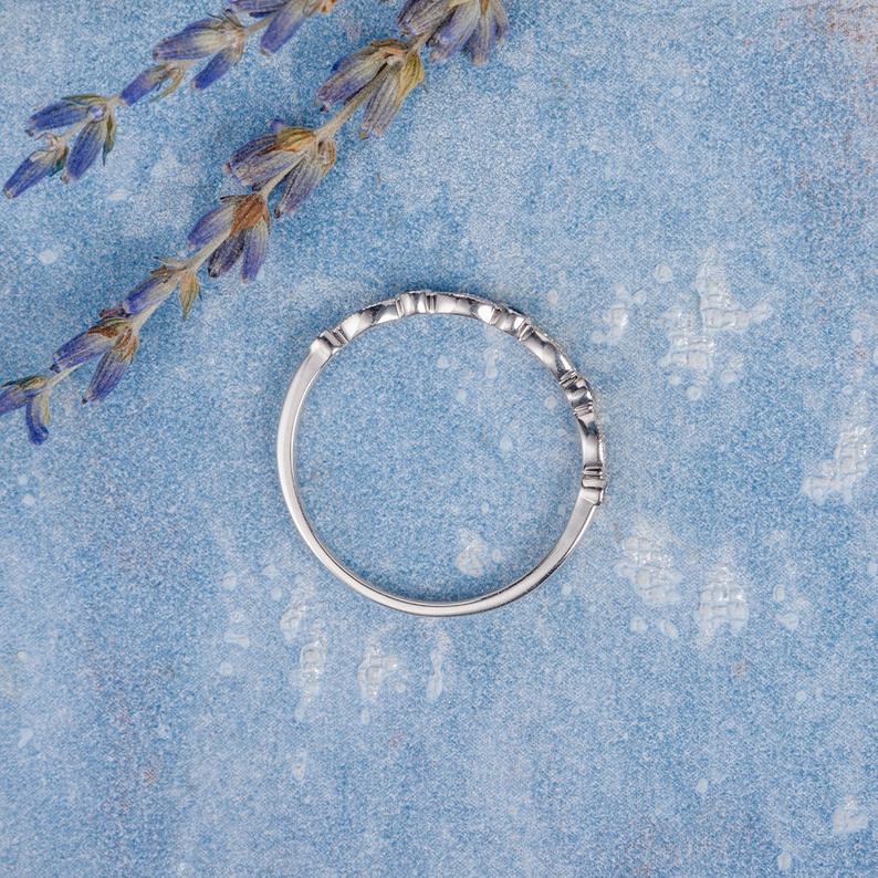 0.75 Ct Round Cut Blue Sapphire & White CZ 925 Sterling Silver Half Eternity Promise Ring