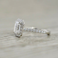 1 CT Emerald Cut White Diamond White Gold Finish On 925 Sterling Silver Halo Engagement Ring