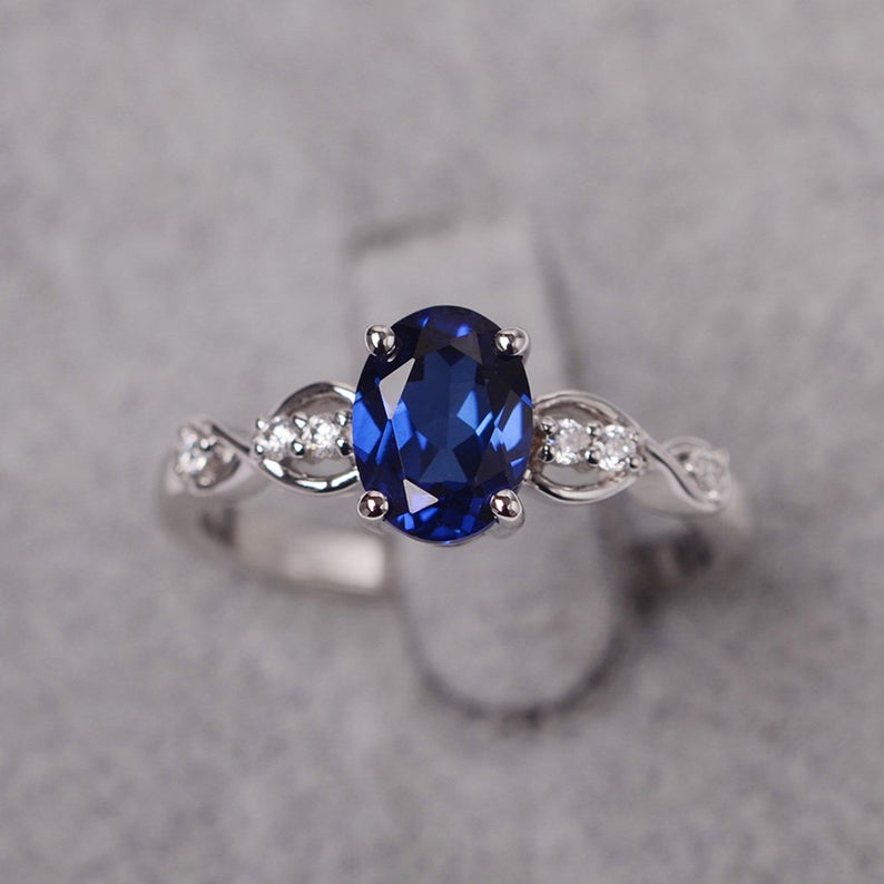 1.50 Ct Oval Cut Blue Sapphire 925 Sterling Silver Infinity Promise/Engagement Ring