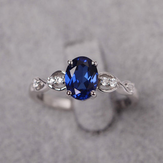 1.50 Ct Oval Cut Blue Sapphire 925 Sterling Silver Infinity Promise/Engagement Ring