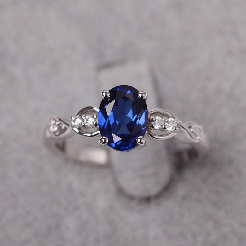Ct Oval Cut Blue Sapphire Infinity Promise Gift Ring In 925 Sterling  Silver