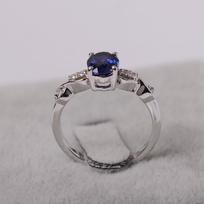 1.50 Ct Oval Cut Blue Sapphire 925 Sterling Silver Infinity Promise/Engagement Ring