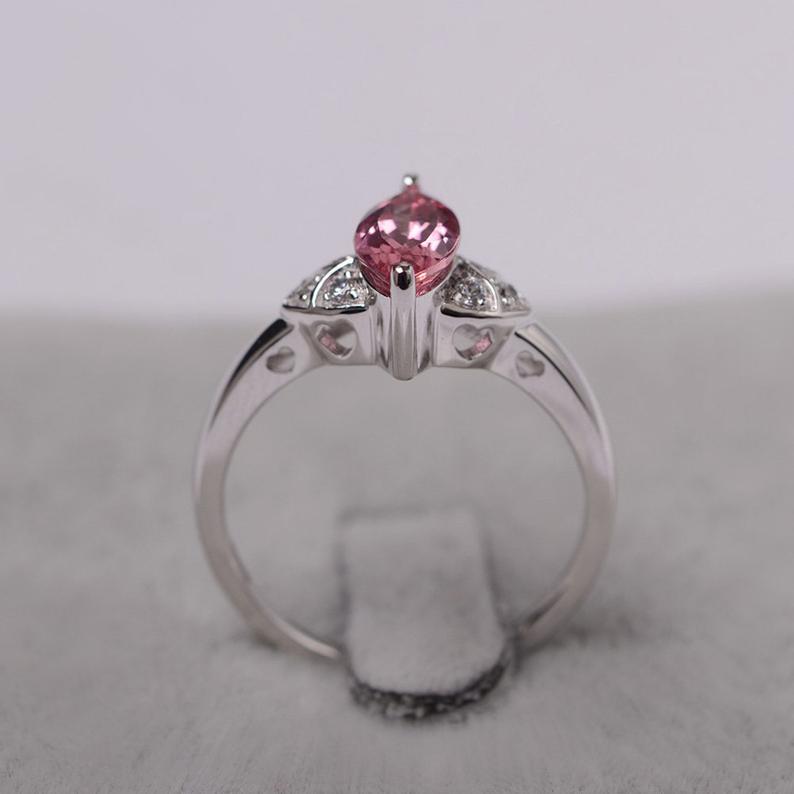 1.25 Ct Marquise Cut Pink Tourmaline 925 Sterling Silver Unique Anniversary Gift Ring