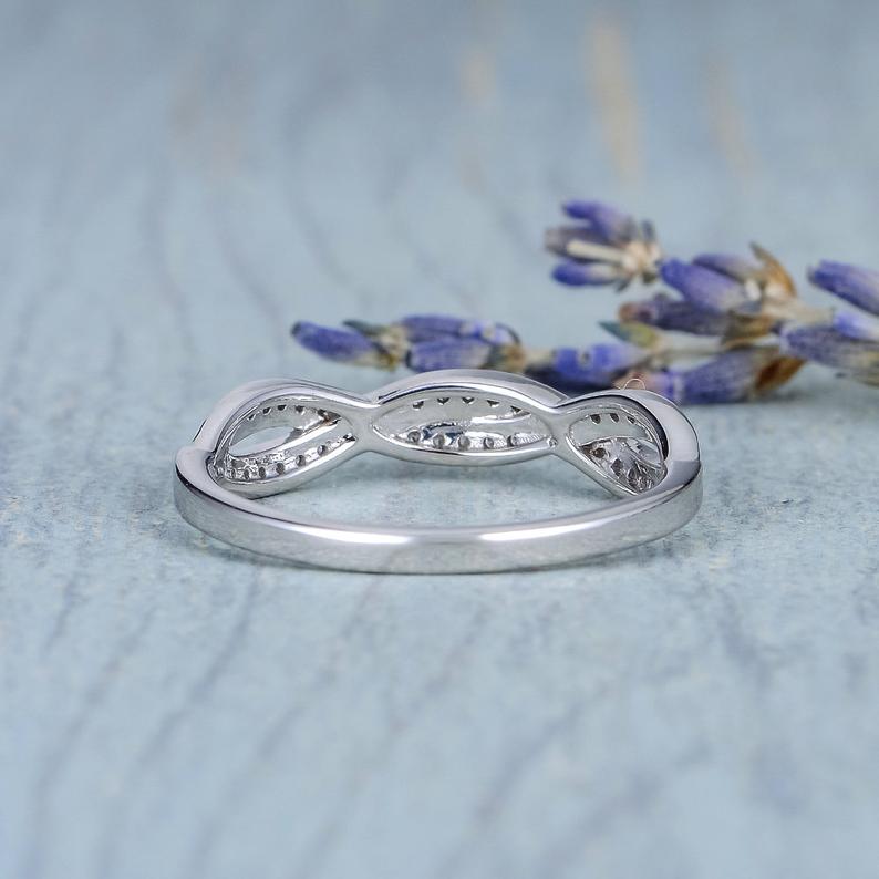 0.75 Ct Round Cut White Diamond Infinity Promise Gift Ring In 925 Sterling Silver