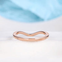 0.25 CT Round Cut Diamond Rose Gold Over On 925 Sterling Silver Half Eternity Curved wedding band Ring