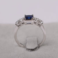 1.75 Ct Princess Blue Sapphire Solitaire W/Accents Engagement Ring In 925 Sterling Silver