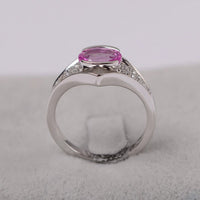 2 CT Oval Cut Pink Sapphire 925 Sterling Silver Solitaire W/Accents Wedding Ring