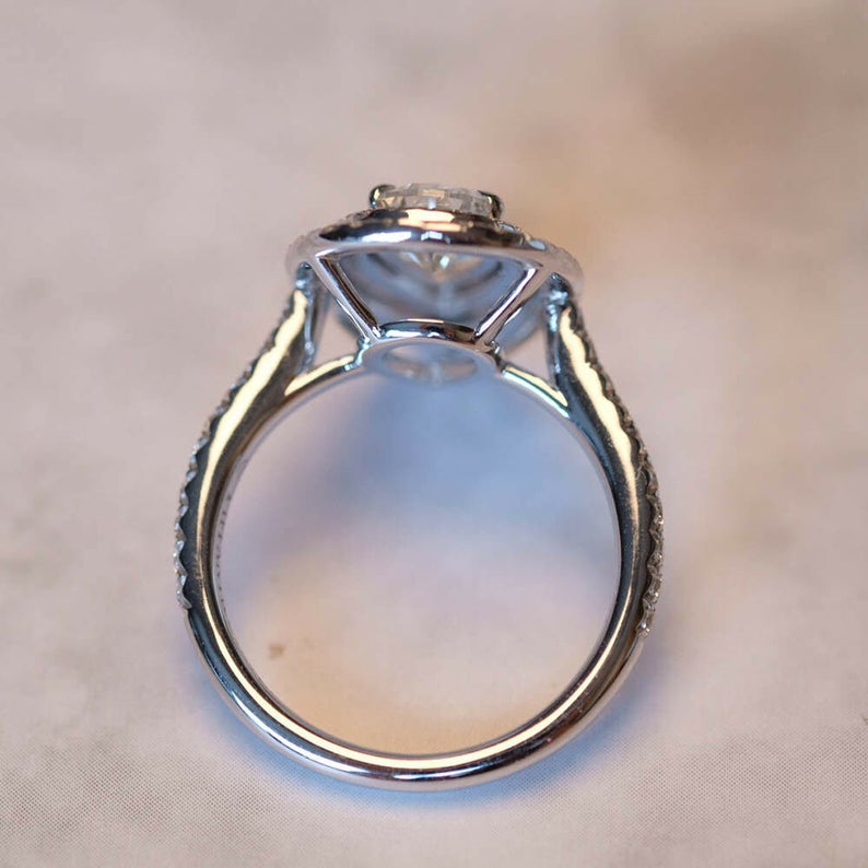 3.10 Ct Pear & Round Cut Diamond 925 Sterling Silver Double Halo Wedding Ring For Her