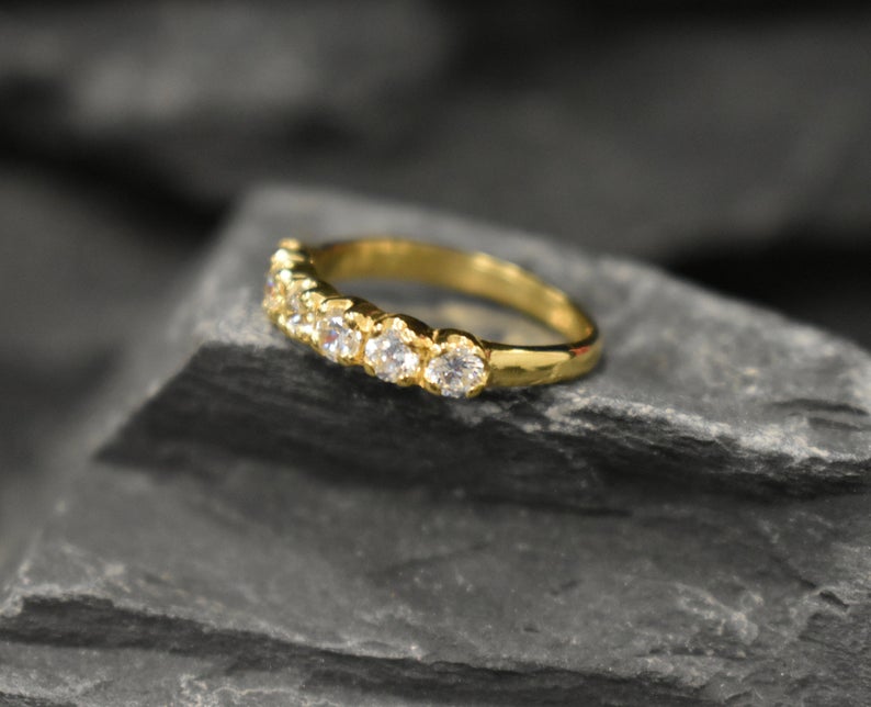 1 CT Round Cut Diamond 925 Sterling Silver Half Eternity Promise Band Ring