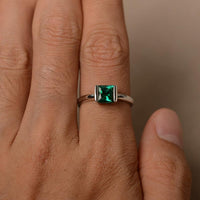 1 Ct Emerald Cut Green Emerald Bezel Set Solitaire Anniversary Gift Ring In 925 Sterling Silver