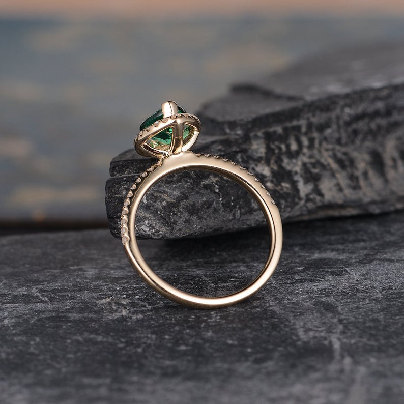 1.50 Ct Marquise Cut Green Emerald Rose Gold Over On 925 Sterling Silver Halo Engagement Ring